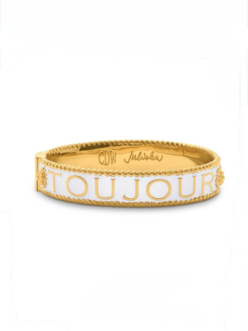 Capucine de Wulf L'AMOUR Gold and White Enamel Bangle Bracelet - Picture 3 of 3